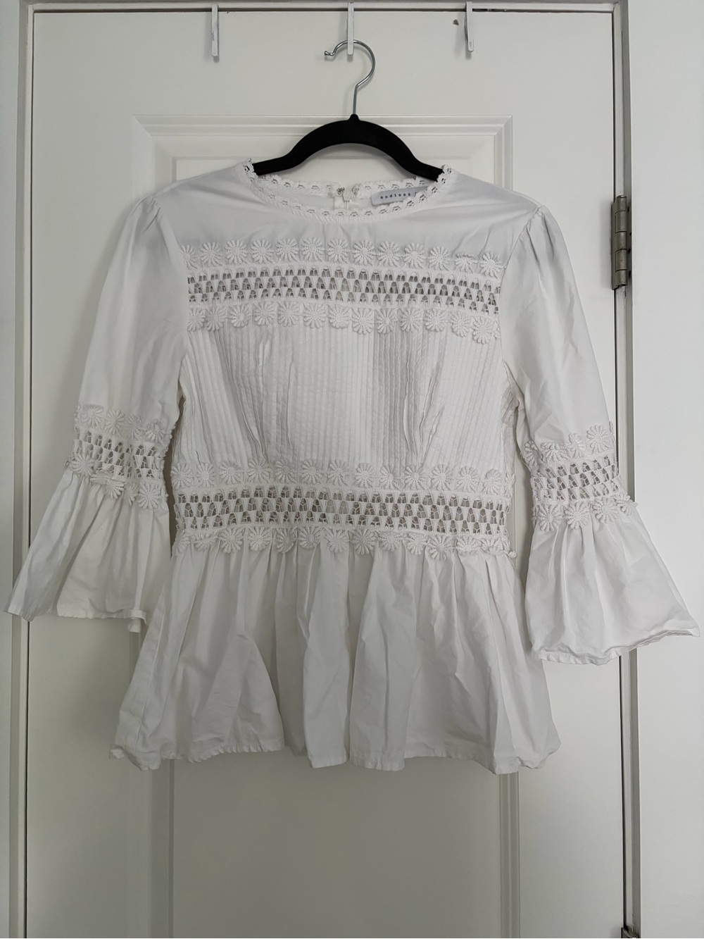 Endless Rose White Lace-Trim Peplum Blouse